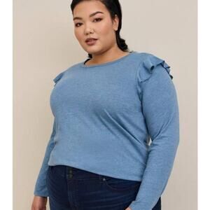 NWT Torrid Classic Fit Signature Jersey Crew Neck Ruffle Shoulder Tee Size 1